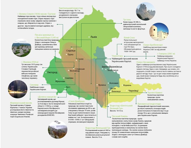 Українські регіони та місцевості, які варто відвідати цього літа (Інфографіка) 1/1